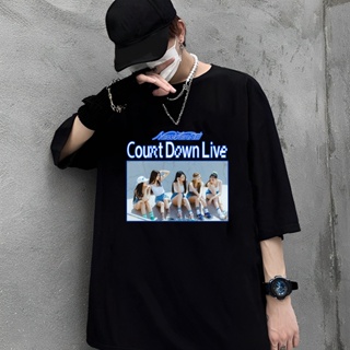 เสื้อยืดคุณภาพดี     เสื้อยืดแฟชั่น NewJeans K-pop Group Pure Cotton T-Shirt Fans Support Loose Short-Sleeved Shirt Fash