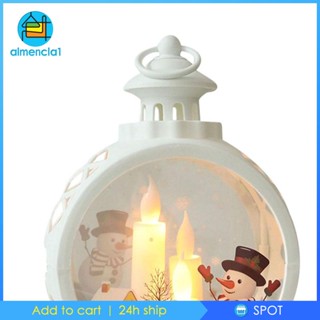 [Almencla1] โคมไฟคริสต์มาส พร้อมเทียน LED ลายซานตาคลอส สไตล์วินเทจ