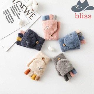 Bliss ถุงมือ ผ้ากํามะหยี่ แบบครึ่งนิ้ว ให้ความอบอุ่น ปักลาย สีรุ้ง แฟชั่นฤดูใบไม้ร่วง และฤดูหนาว สําหรับผู้หญิง