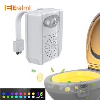Eralml 16 สี UV เจลทําความสะอาดโถสุขภัณฑ์ ไฟกลางคืน เซนเซอร์จับการเคลื่อนไหว เปิดใช้งานหลอดไฟ LED อุปกรณ์