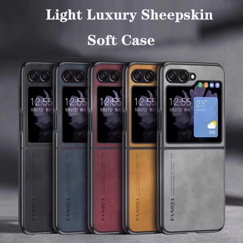 ฟิล์ม-casing-for-samsung-galaxy-z-flip-5-4-3-w20-fold-2-flip5-flip4-flip3-fold5-fold4-fold3-light-luxury-sheepskin-bark-non-slip-skin-friendly-shockproof-lens-protection-phone-case-1ybp-01