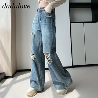 DaDulove💕 New American Ins High Street Retro Ripped Jeans Niche High Waist Wide Leg Pants Large Size Trousers