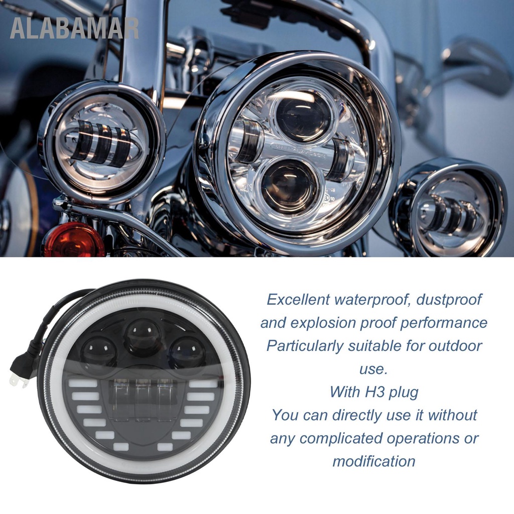 alabamar-7inรถจักรยานยนต์ledแองเจิลตาไฟหน้าสูงต่ำbeamแสงสีขาวกันน้ำuniversal-modification