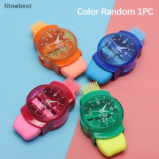 Fbth กบเหลาดินสอ รูปนาฬิกาตลกน่ารัก ขนาดเล็ก สีสันสดใส พร้อมยางลบ แปรง สํานักงาน โรงเรียน เด็กผู้หญิง เครื่องเหลาดินสอ QDD