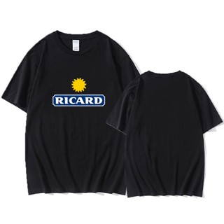 เสื้อยืดคอกลม แขนสั้น ผ้าฝ้าย 100% พิมพ์ลายโลโก้ Ricard สไตล์ฮิปฮอป สตรีท เหมาะกับฤดูร้อน สําหรับผู้ชาย และผู้หญิง