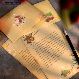 Dreamforest ซองจดหมายกระดาษคราฟท์ ลายตัวอักษร Merry Christmas สไตล์วินเทจ พร้อมสติกเกอร์ D8O9
