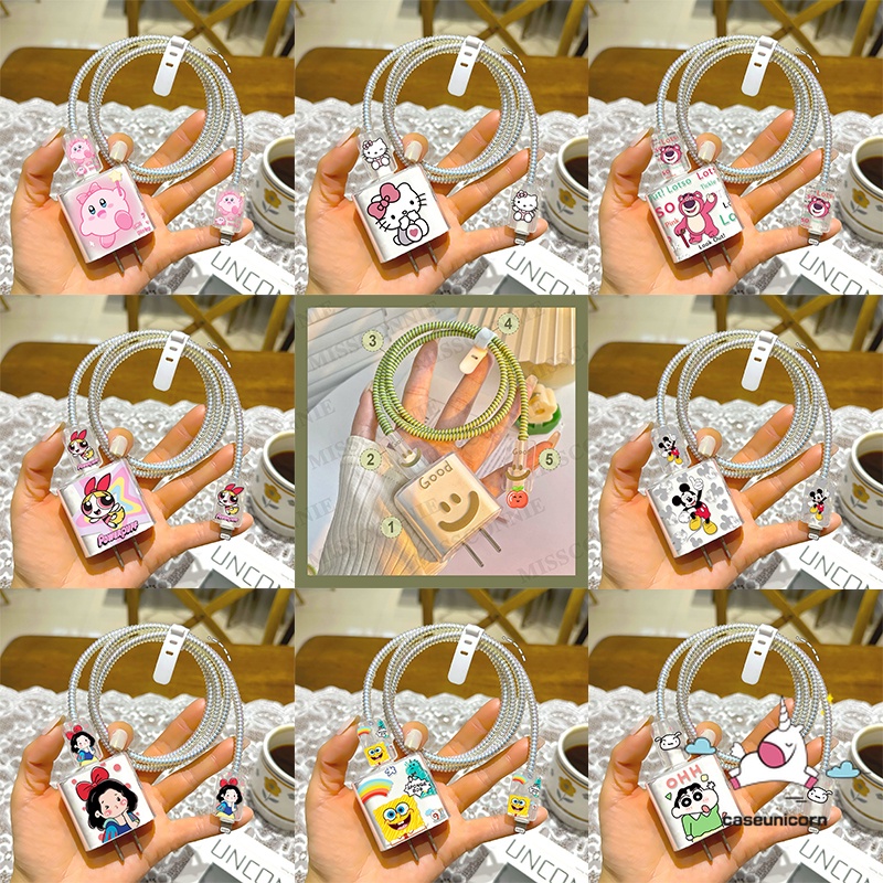 เคสอะแดปเตอร์สายชาร์จ-usb-แบบนิ่ม-ลายการ์ตูนดิสนีย์-hello-kitty-kirby-น่ารัก-สําหรับ-apple-18-20w