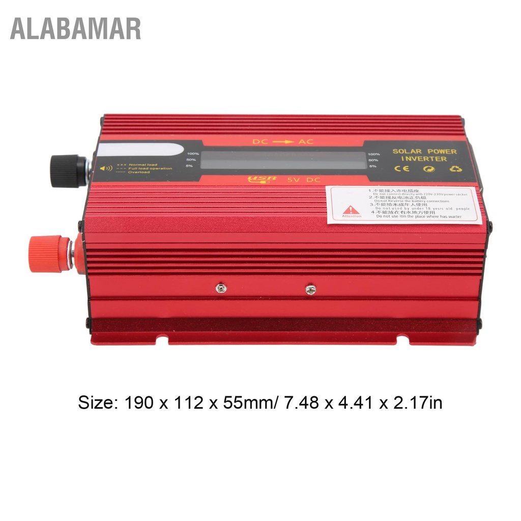 alabamar-รถอินเวอร์เตอร์-420w-peak-1000w-12-v-24-v-ถึง-220v-50hz-modified-sine-wave-แรงดันไฟฟ้าต่ำนาฬิกาปลุกจอแสดงผล-lcd-สำหรับ-home
