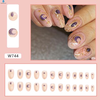 เล็บปลอม ความยาวปานกลาง ใช้ซ้ําได้ สีชมพู สําหรับตกแต่งเล็บ