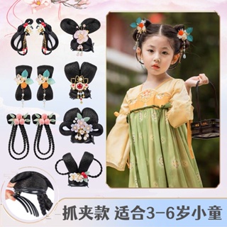 Hot Sale# Ancient wear headdress wig cute girl ancient style bun hairpin style Han clothing wig style simple all-match 8cc