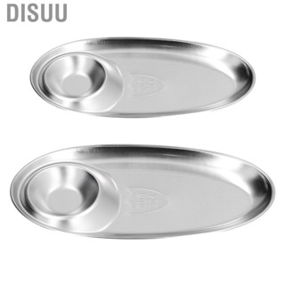 Disuu Stainless Steel Snack  Silver Oval Divided Spice Dish For Home Outdoor C US