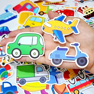 สติ๊กเกอร์ รวมยานพาหนะ รถ เรือ เครื่องบิน มอเตอร์ไซค์ รถไฟ (50 ชิ้น) transportation sticker