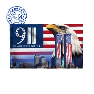 We Will Never Forget 911 ธงแบนเนอร์ 3x5 ฟุต X1 6t5r สีดํา T6J8