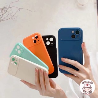 เคสโทรศัพท์มือถือ TPU นิ่ม ผิวด้าน ป้องกันเลนส์กล้อง กันฝุ่น สีส้ม สําหรับ IPhone 14 Pro Max 12 11 Pro Max X XR 7Plus