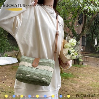 Eutus กระเป๋าถือ กระเป๋าสะพายไหล่ ผ้าถัก แต่งซิป น้ําหนักเบา ไล่โทนสี สําหรับสตรี