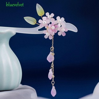 Bluevelvet กิ๊บติดผม ดอกไม้ อะซิเตท หวานแหวว วินเทจ มุก เครื่องประดับผม ตะเกียบ พู่ ส้อมผม สําหรับผู้หญิง ปิ่นปักผมจีน