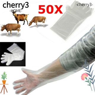 Cherry3 ถุงมือพลาสติก แบบใช้แล้วทิ้ง ปลอดสารพิษ 50 ชิ้น