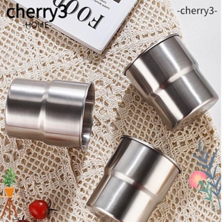 Cherry3 แก้วกาแฟสเตนเลส 300 มล. วางซ้อนกันได้ ใช้ซ้ําได้ สีเงิน สําหรับปิกนิก เดินทาง บ้าน