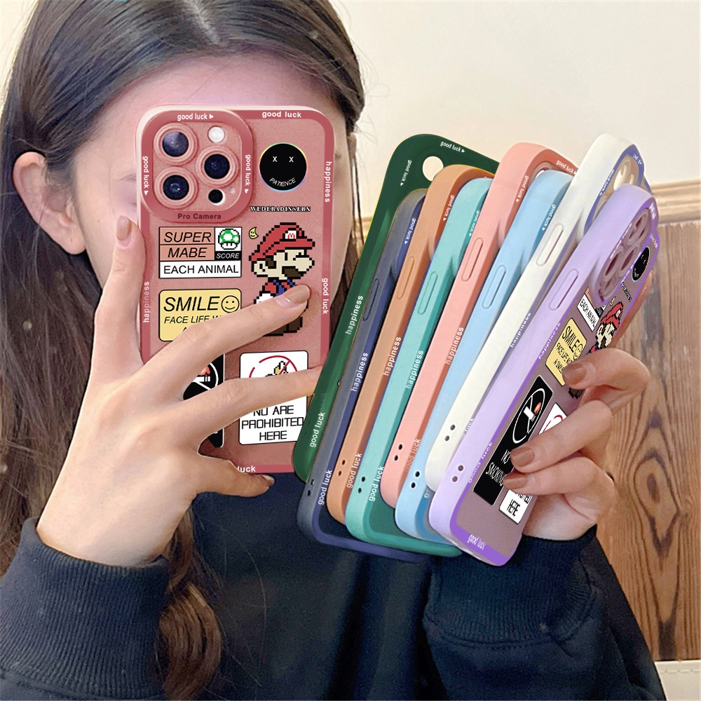 เคสไอโฟน-iphone-6-6s-7-8-plus-se-2020-se-2022-เคสโทรศัพท์มือถือ-ซิลิโคนนิ่ม-tpu-กันกระแทก-ป้องกันเต็มกล้อง-ลายการ์ตูนมาริโอ้น่ารัก