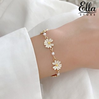 Ellastore123 สร้อยข้อมือ กําไลข้อมือ ประดับไข่มุกเทียม ขนาดเล็ก หรูหรา เครื่องประดับแฟชั่น สําหรับผู้หญิง