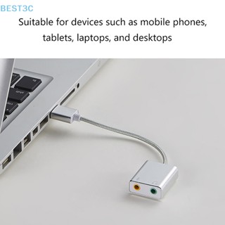 Best3c แจ็คการ์ดเสียงภายนอก USB 3.5 มม. คุณภาพสูง สําหรับ MacBook คอมพิวเตอร์ แล็ปท็อป PC