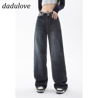 DaDulove💕 New American Ins High Street Retro Raw Edge Jeans Niche High Waist Wide Leg Pants Large Size Trousers