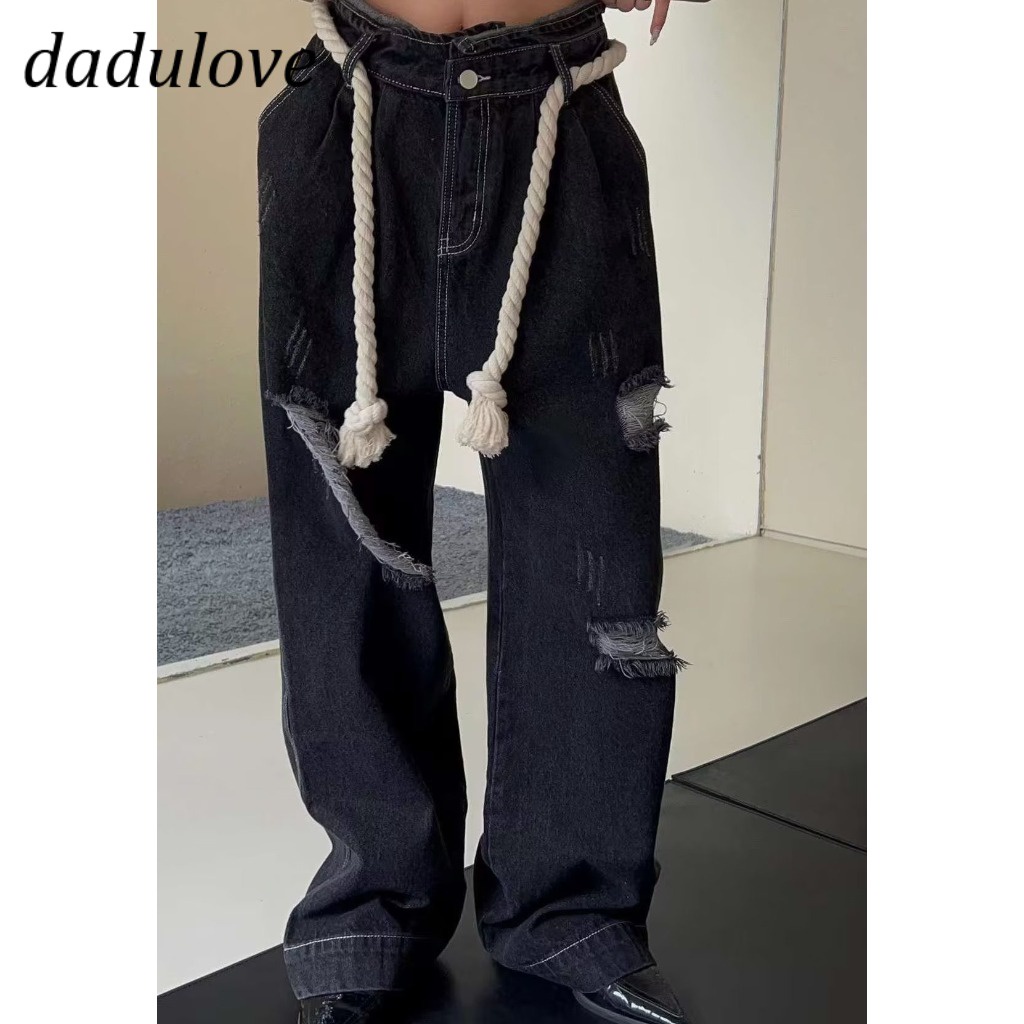 dadulove-new-american-ins-high-street-retro-ripped-jeans-niche-high-waist-loose-wide-leg-pants-trousers