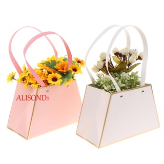 Alisond1 กล่องดอกไม้ แบบพกพา สะดวก สําหรับงานแต่งงาน บรรจุภัณฑ์กุหลาบ อุปกรณ์งานเลี้ยงวันเกิด กล่องของขวัญงานเลี้ยงวันเกิด