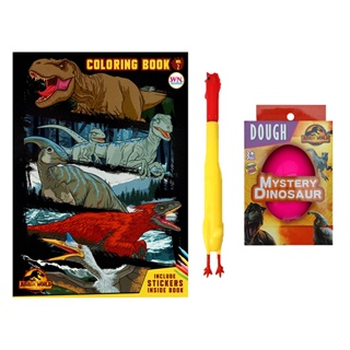Bundanjai (หนังสือ) Gift Set ระบายสี Jurassic World +แป้งโดว์ไข่คละสี