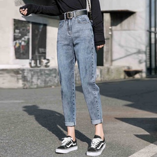 Shopkeepers selection# High waist jeans womens spring new Korean style all-match straight ins loose slimming female student Harlan dad pants 8.21N