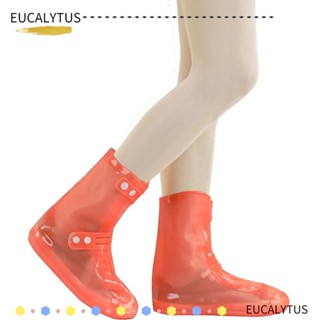 Eutus ผ้าคลุมรองเท้าบูท PVC กันฝน สีส้ม ใช้ซ้ําได้ 1 คู่