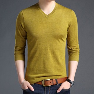 เสื้อกันหนาว ผ้าถัก แบบบาง ทรงหลวม พลัสไซซ์ สีพื้น สําหรับผู้ชาย