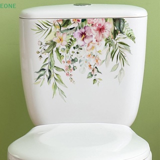 Eone ขายดี สติกเกอร์ติดผนังห้องน้ํา ลายใบไม้ ดอกไม้ มีกาวในตัว สีเขียว สําหรับตกแต่งบ้าน ห้องนั่งเล่น ห้องน้ํา