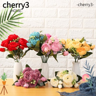 Cherry3 ช่อดอกกุหลาบประดิษฐ์ 9 ดอก ขนาด 30 ซม. สไตล์วินเทจ สําหรับตกแต่งบ้าน DIY