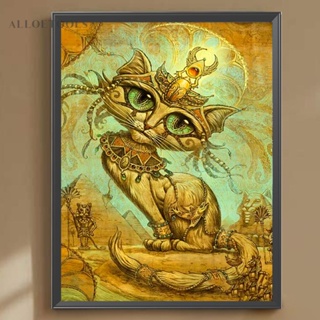 ชุดงานจิตรกรรมเม็ดบีด ทรงเพชรกลม รูปแมวอียิปต์ 5D สําหรับตกแต่งบ้าน DIY [alloetools.th]