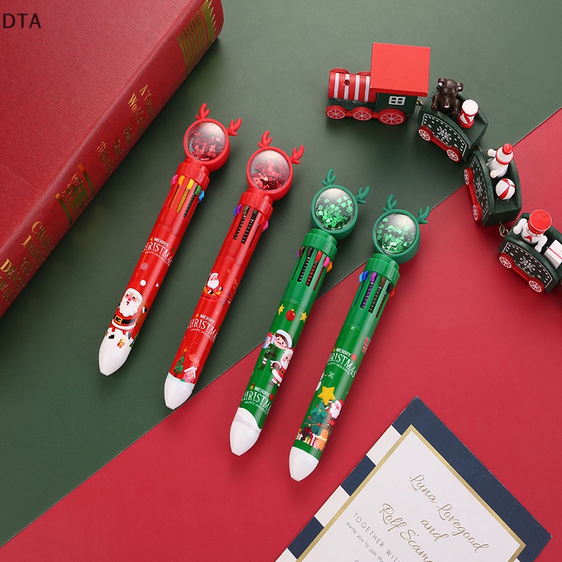 dta-ปากกาลูกลื่น-10-สี-เครื่องเขียน-ปากกาโฆษณา-ของขวัญ-โรงเรียน-สํานักงาน-เครื่องเขียน-ธีมคริสต์มาส-dt