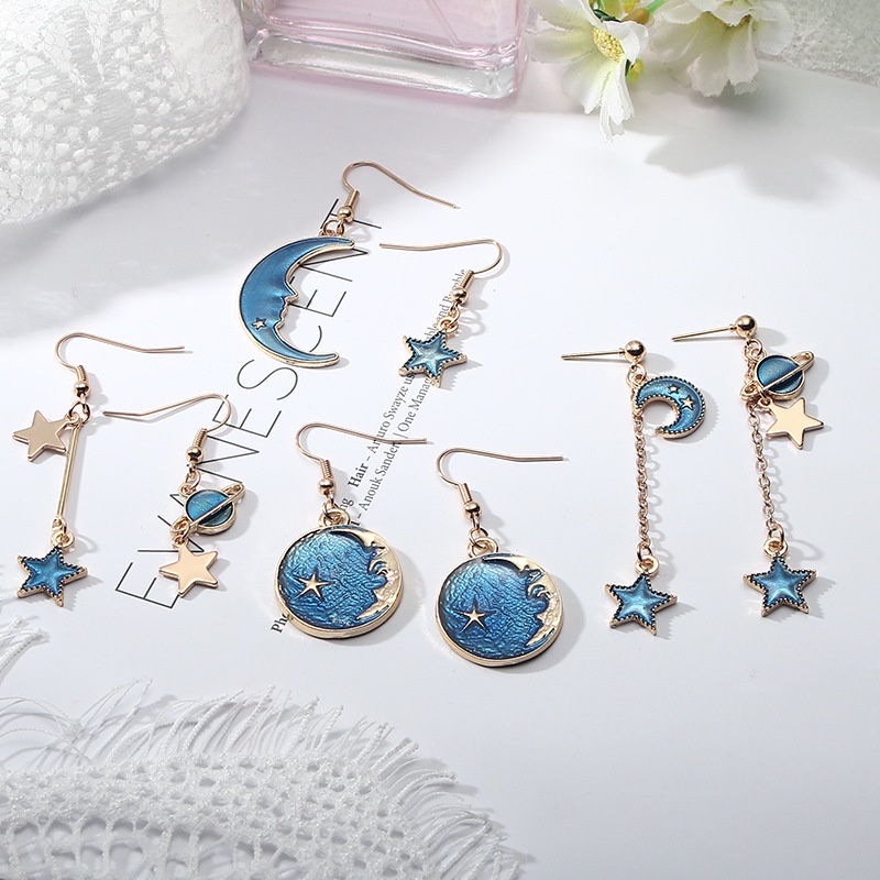 tassel-earrings-wholesale-blue-star-star-earrings-long-asymmetric-earrings-earrings-minority-earrings-cross-border