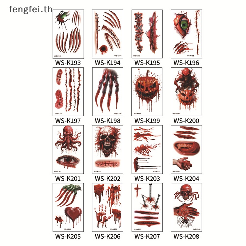 fengfei-สติกเกอร์รอยสัก-ลายซอมบี้-รอยแผลเป็น-3d-กันน้ํา-พร้อมหลอกเลือดปลอม-ขนาดเล็ก-สําหรับฮาโลวีน-th