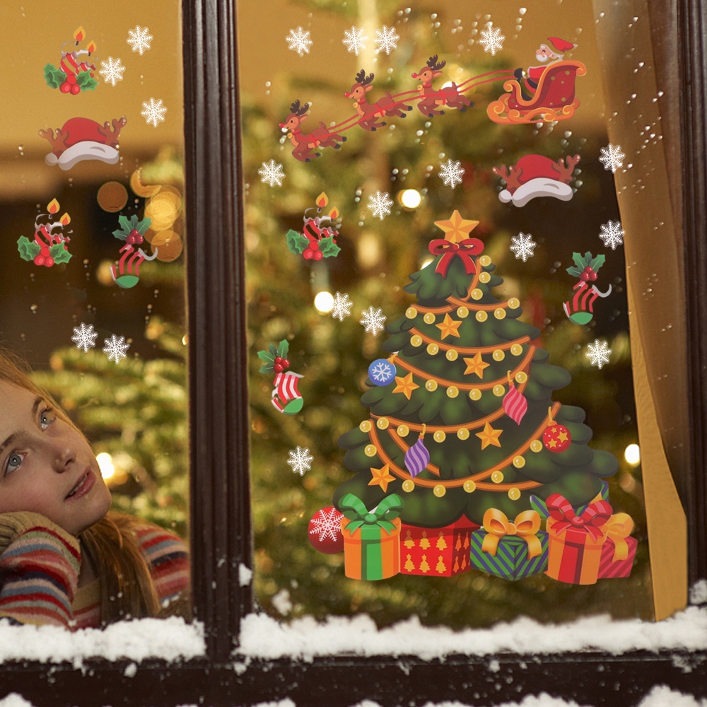 สติกเกอร์-ลายคริสต์มาส-ซานตาคลอส-สโนว์แมน-กวางเอลก์-สําหรับตกแต่งหน้าต่าง-กระจก-ปาร์ตี้ปีใหม่