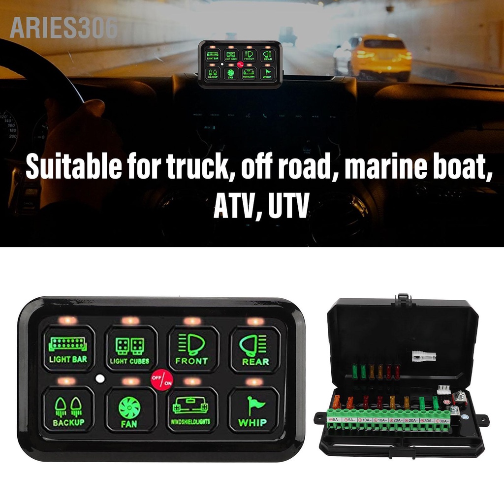 aries306-8-gang-รถแผงสวิตช์หรี่แสงอัตโนมัติ-led-แผงควบคุมแบบสัมผัสสำหรับรถบรรทุก-atv-utv-marine-เรือ-suv-caravan
