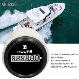 Aries306 52 มม.ดิจิตอลเครื่องวัดชั่วโมง 0-99999.9H สีดำ Dial 7 สี Backlight IP67 กันน้ำ DC 9-32V สำหรับ Marine เรือ