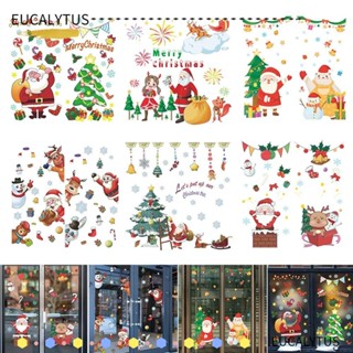Eutus สติกเกอร์ติดผนัง ลายกวางเรนเดียร์ สโนว์แมน DIY สําหรับตกแต่งบ้าน เทศกาลคริสต์มาส