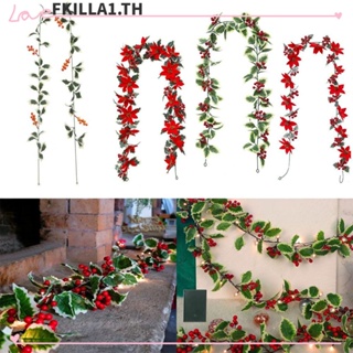 Faccfki เถาดอกไม้คริสต์มาส DIY สําหรับแขวนตกแต่งผนัง งานแต่งงาน ปาร์ตี้คริสต์มาส