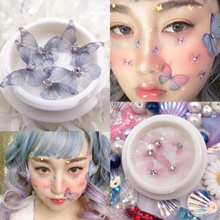 Daily excellent products# nail small butterfly ornaments face decals creative eye makeup stickers face ornaments with rhinestone photo studio photos 9.11Li