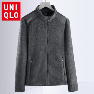 Uniqlo เสื้อแจ็กเก็ตคาร์ดิแกน ผ้ากํามะหยี่ แบบหนา กันลม สองด้าน แฟชั่นฤดูใบไม้ร่วง และฤดูหนาว สําหรับผู้ชาย