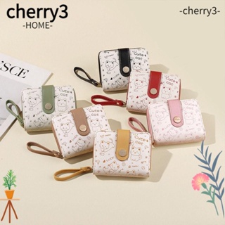 Cherry3 กระเป๋าสตางค์หนัง ใบสั้น มีซิป ขนาดเล็ก จุของได้เยอะ สีตัดกัน สําหรับผู้หญิง