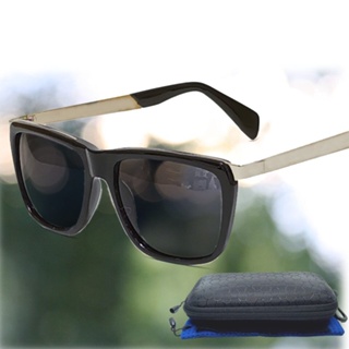 แว่นตาวินเทจ ทรงเหลี่ยม แว่นตากันแดด แฟชั่นเท่ๆ ป้องกัน UV400 แว่นแฟชั่นสีดำ รหัส 1510