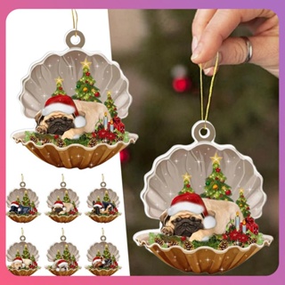 Creative Christmas Puppy Dog Shell แขวนจี้อะคริลิค Xmas Tree Drop เครื่องประดับ Merry Christmas Home Decor สวัสดีปีใหม่ 2024 ไม้แขวนเสื้อ [COD]