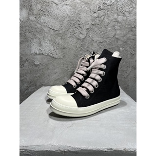 Rick Owens Double Line drkshdw 2022SS เชือกผูกรองเท้าผ้าใบ แบบหนา ข้อสูง