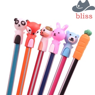 Bliss ฝาปิดด้านบนดินสอ แบบซิลิโคน ลายการ์ตูนสัตว์ สําหรับนักเรียน 3 ชิ้น ต่อชุด